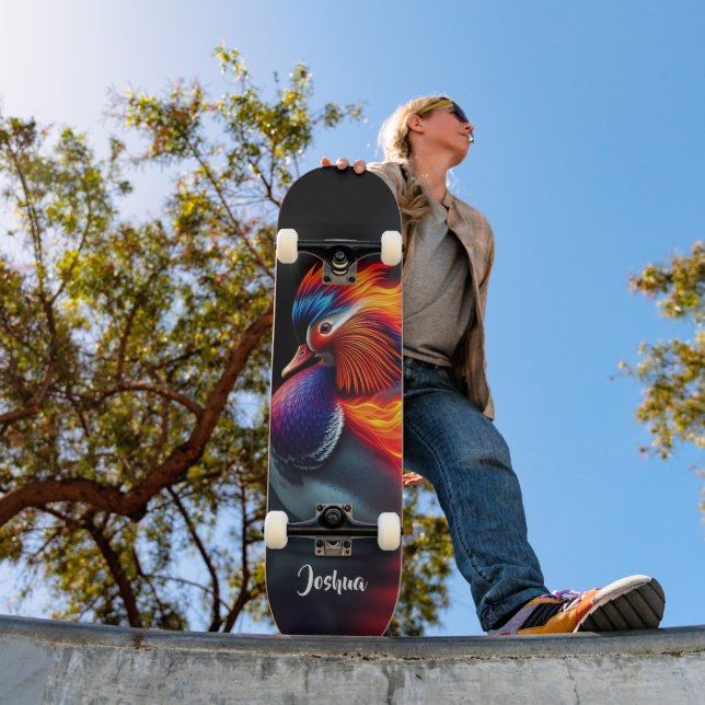 Stunning Flame-boyant Firebird Hot Mandarin Duck Skateboard (Außen 1)