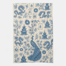 Stunning Mahjong Toile Kitchen Towel Geschirrtuch