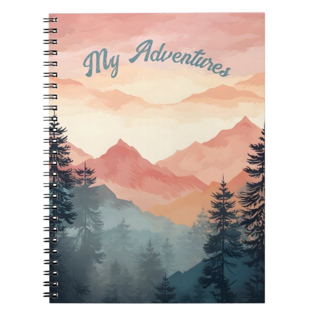 Stunning Mountain Tree Sunset Pattern, Poster Art Notizblock (Vorderseite)