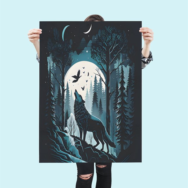 Stunning Nature Scene of a Howling Wolf Nature Poster (Von Creator hochgeladen)