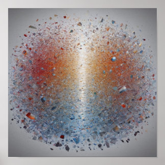 Stunning Orange Blue Nebula Galaxy Space Poster 