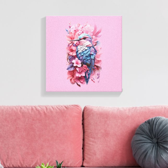 Stunning Pastel Hummingbird Floral Leinwanddruck (Insitu (Wohnzimmer))