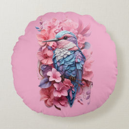 Stunning Pastel Hummingbird Floral Throw Pillow Rundes Kissen