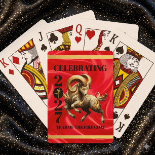 Stunning Red Gold Chinesisches Jahr des Feuer-Scha Spielkarten