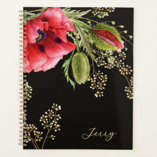 Stunning Red Watercolor Poppy Planer