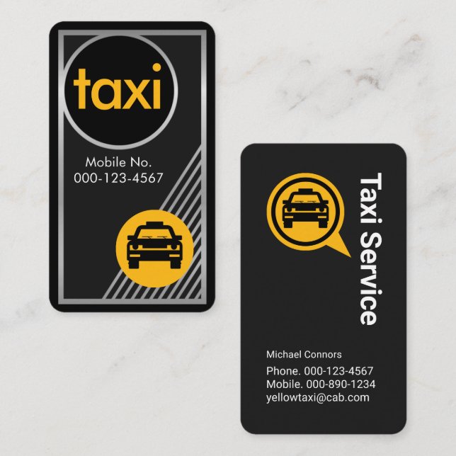 Stunning Silver Taxi Frame Driving Visitenkarte (Vorne/Hinten)