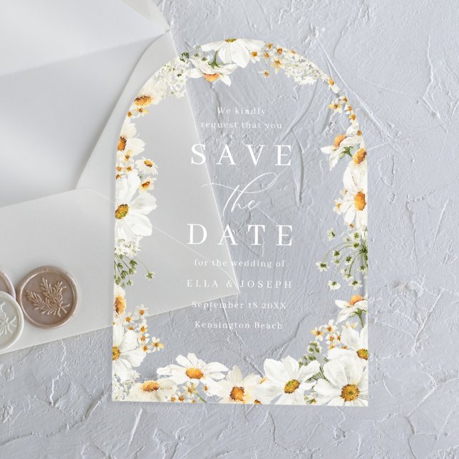 Stunning White Flowers Wedding Save The Date Acryleinladungen (Von Creator hochgeladen)