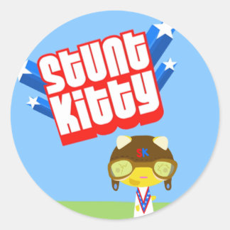 Stunt Kitty Runder Aufkleber