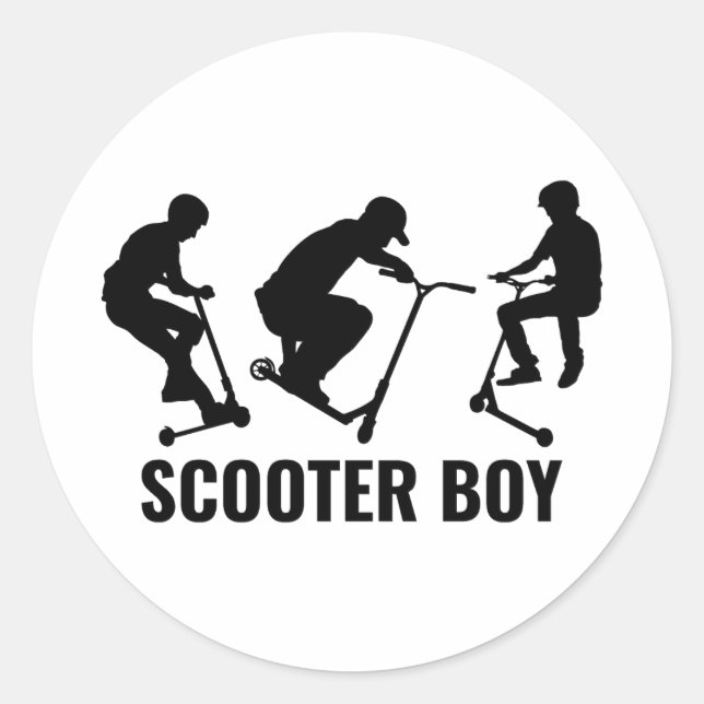 Stunt Scooter Boy Freestyle Scootering Rider Runder Aufkleber (Vorderseite)