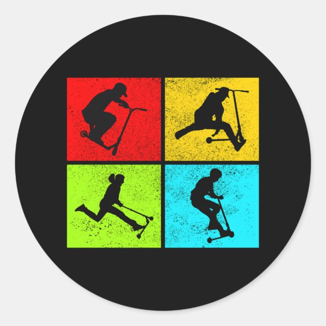 Stunt Scooter Freestyle Scootering Rider Runder Aufkleber (Vorderseite)