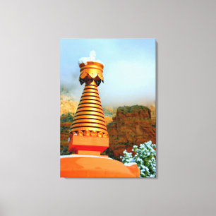 stupa bouddhiste enveloppé de toile