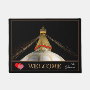 Stupa Boudhanath, Kathmandu am Abend - Nepal Fußmatte