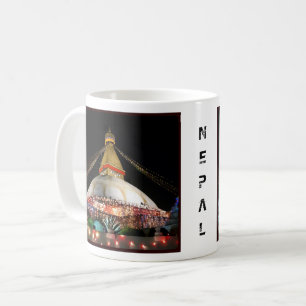 Stupa Boudhanath, Kathmandu bei Nacht - Nepal Kaffeetasse