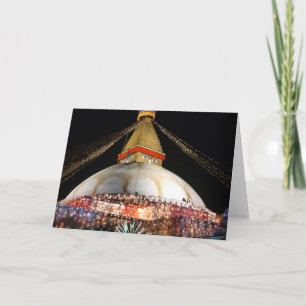 Stupa Boudhanath, Kathmandu bei Nacht - Nepal Kart Karte