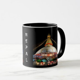 Stupa Boudhanath, Kathmandu bei Nacht - Nepal Tasse
