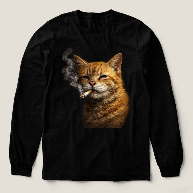 Stupid Cool Funny Cat Meme — Orange Cat Smoking  Tri-Blend Shirt (Design Vorderseite)
