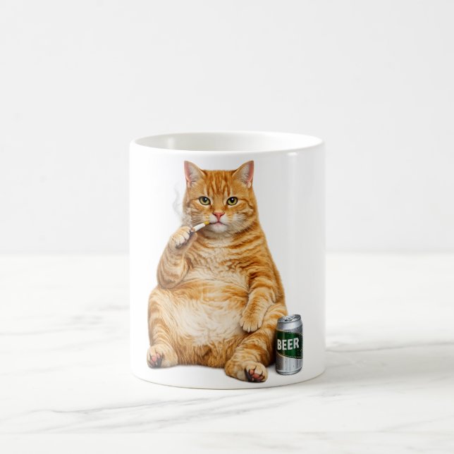 Stupid Cool Funny Cat Meme Smoking Cat cigarette  Kaffeetasse (Mittel)