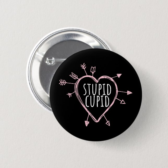 Stupid Cupid Heart With Arrows Fun Valentine's Day Button (Vorne & Hinten)