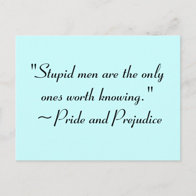 Stupid Men Worth kennen Jane Austen Zitat Postkarte (Vorderseite)