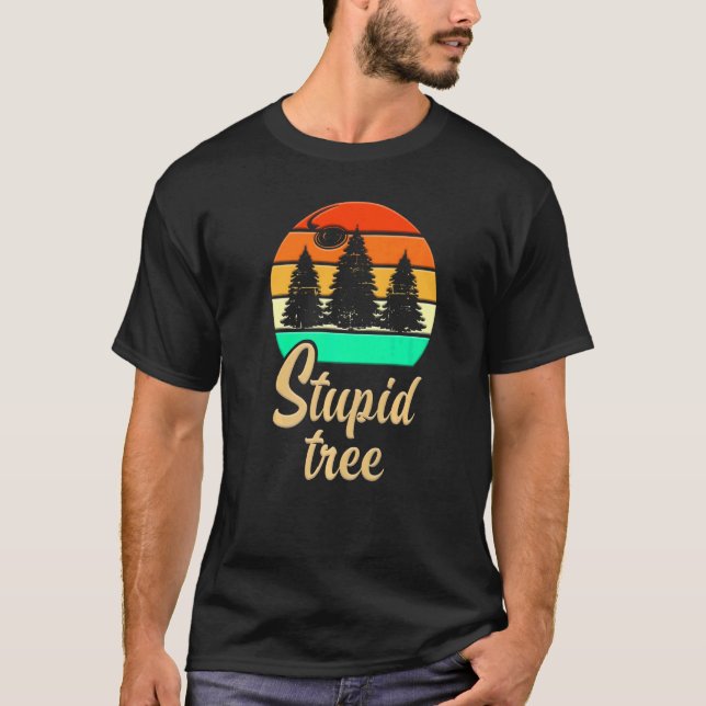 Stupid Tree Frisbee Disk Golf Retro T-Shirt (Vorderseite)