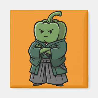 Sturdy Green Bell Pepper Samurai Bodyguard  Magnet