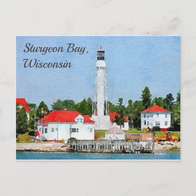 Sturgeon Bay Lighthouse, Door Landkreis, Wisconsin Postkarte (Vorderseite)