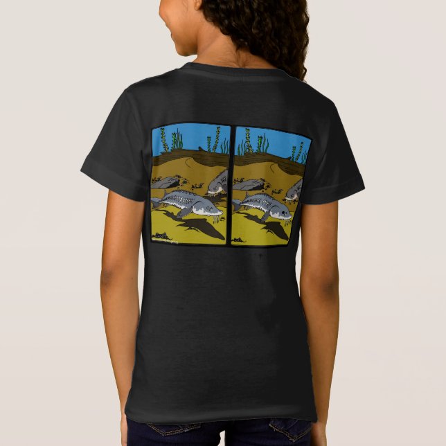STURGEON COLORING PAGE & SCUTES - girls t-shirt (Rückseite)