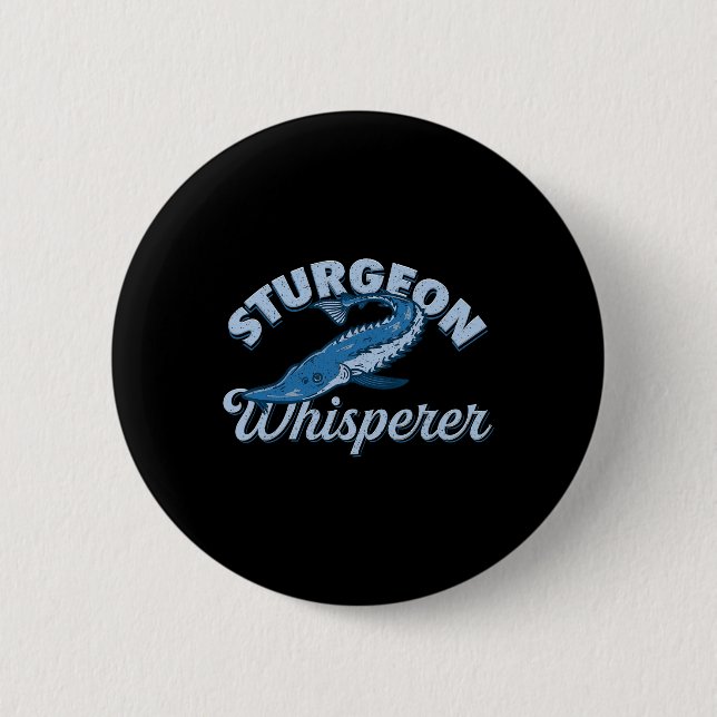 Sturgeon-Flüsterer Seelenleben - Lustiges Angelges Button (Vorderseite)