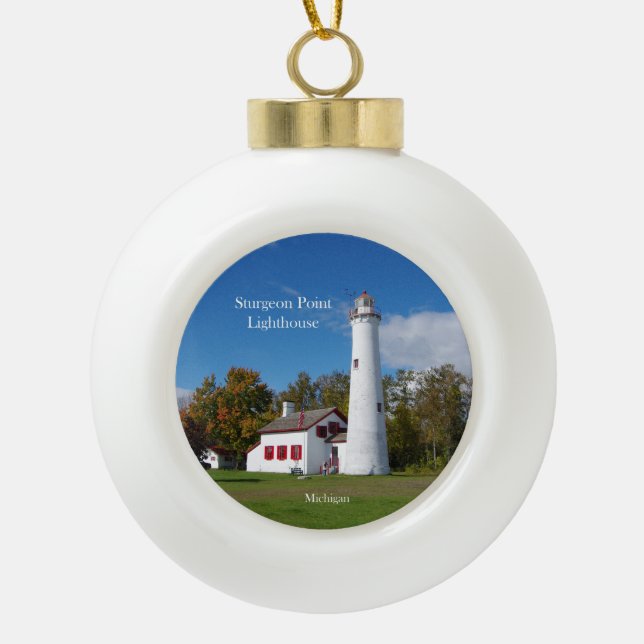 Sturgeon Point Lighthouse Keramik Kugel-Ornament (Vorderseite)