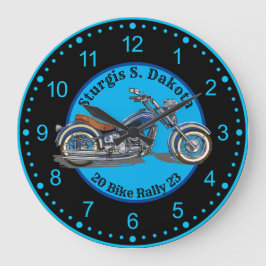 Sturgis BIke Kundgebung 2023 Blaues Motorrad Große Wanduhr