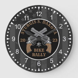Sturgis Bike Kundgebung 2023 Crossed Guns Große Wanduhr