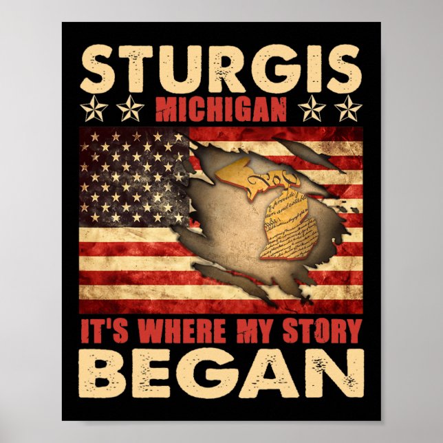 Sturgis Michigan Usa Flag 4. Juli Poster (Vorne)