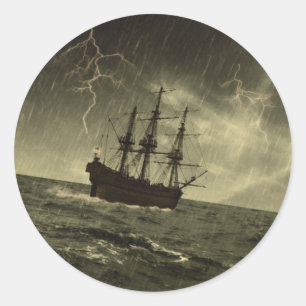 Sturm am Meer Runder Aufkleber