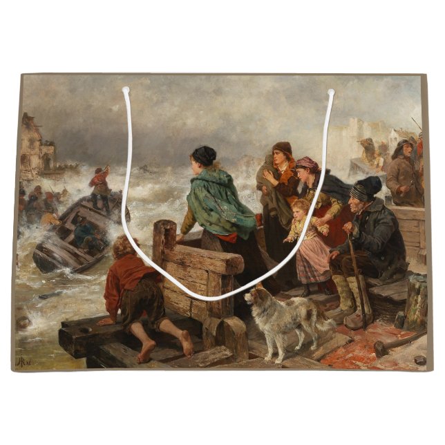 Sturm an der Küste (von Rudolf Jordan) Große Geschenktüte (Vorderseite)