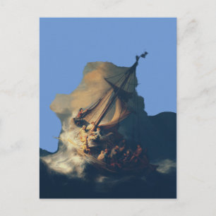 Sturm auf dem See Genezareth von Rembrandt Kunst Postkarte