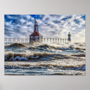 Sturm auf St Joseph Lighthouse Poster