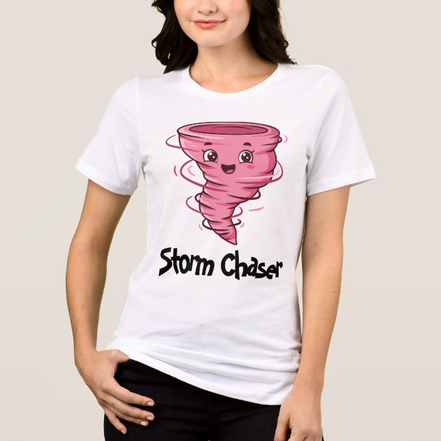 Sturm Chaser des Twonado-Mädchens Frauengesicht Sh Tri-Blend Shirt (Vorderseite)