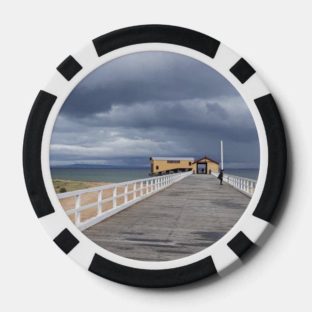 Sturm über Queenscliff Pier Pokerchips (Rückseite)