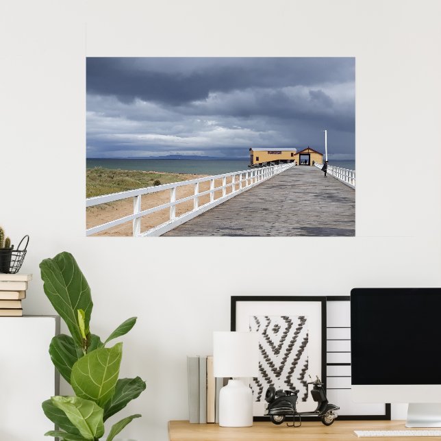 Sturm über Queenscliff Pier Poster (Heimbüro)