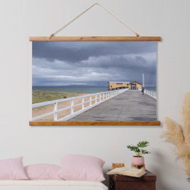Sturm über Queenscliff Pier Wandteppich Mit Holzrahmen