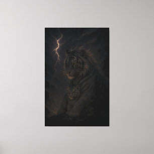 Sturm Wächter Tiger & Cub – Dark Fantasy Tier A Leinwanddruck