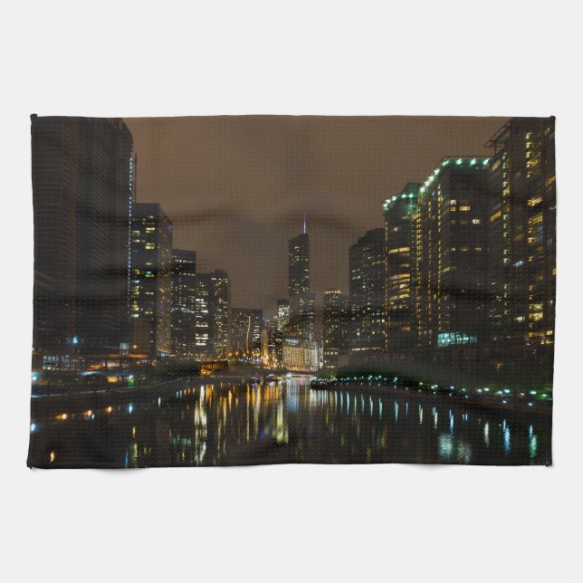 Sturmbrauen über Chicago Geschirrtuch (Horizontal)