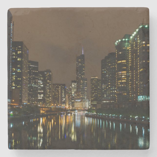 Sturmbrauen über Chicago Steinuntersetzer (Vorderseite)