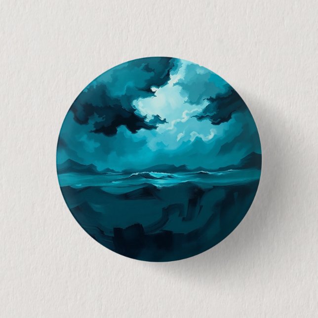 Stürmische Meereswellen unter stürmischem Himmel – Button (Vorderseite)