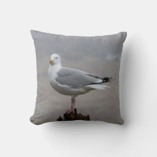 Stürmische Schneekute Möwe Vogel Winterschauplatz Kissen