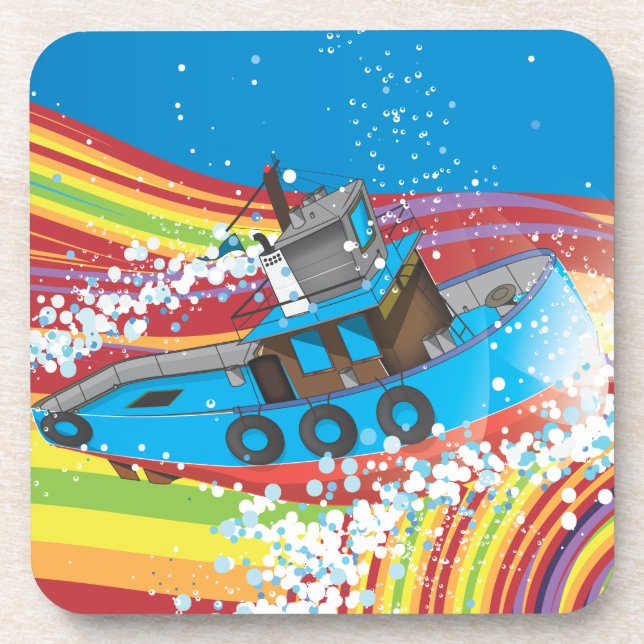 Stürmisches Fischerboot Untersetzer (Vorderseite)