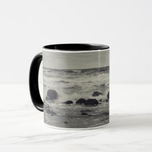 Stürmisches Meer in Schwarz - Weiß Tasse