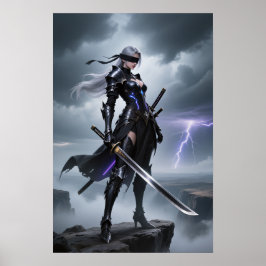 Sturmkante - geblendetes Cyber-Krieger-Poster Poster
