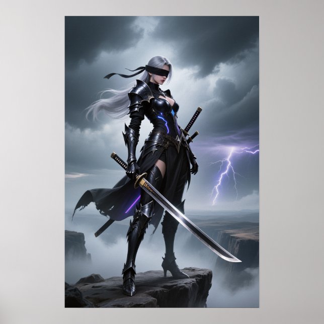 Sturmkante - geblendetes Cyber-Krieger-Poster Poster (Vorne)