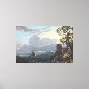 Sturmsee mit Burgruine und Figuren (c.1725-18 Leinwanddruck